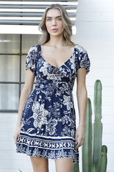 Lauren Smocked Tie-Back Mini Dress