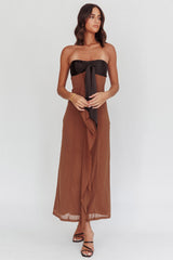 Keep Her Wild Strapless Tied Bust Dress Cedar