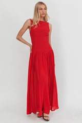 Opulent Low Back Maxi Dress Red