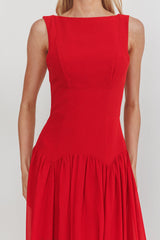 Opulent Low Back Maxi Dress Red