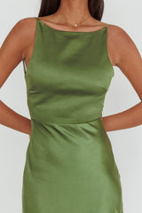 Helsi Low Back Lace Insert Maxi Dress Forest Green