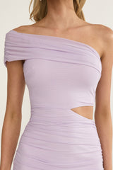 Gala Cut-Out Waist Lace Maxi Dress Lilac