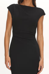 Zarae Cap Sleeve Surplice Back Maxi Dress Black