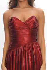 Marin Pointed Sweetheart Maxi Dress Wine