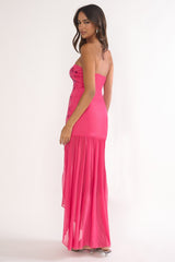 Jezra Strapless Sequin Embellished Maxi Dress Plum