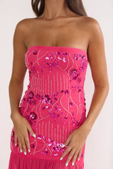 Jezra Strapless Sequin Embellished Maxi Dress Plum