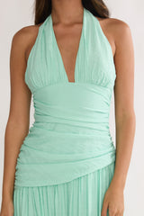 To The Sky Halterneck Maxi Dress Sage