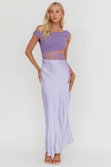 In Blooms Mesh Bodice Maxi Dress Lilac