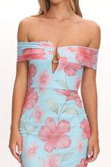 Tilda Off-Shoulder Maxi Dress Floral Blue