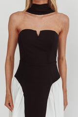 Lennix Strapless Scarf Maxi Dress Black/White