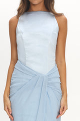 Amelisse Sheer Waist Wrap Maxi Dress Ice Blue