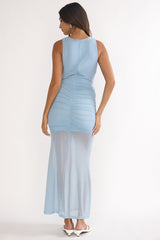 Clarisa Twist Waist Maxi Dress Blue