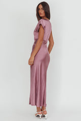 Larelle One-Sleeve Front Split Maxi Dress Grape