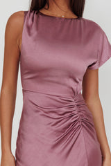 Larelle One-Sleeve Front Split Maxi Dress Grape