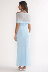 Shia Off-Shoulder Halterneck Maxi Dress Blue
