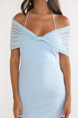 Shia Off-Shoulder Halterneck Maxi Dress Blue