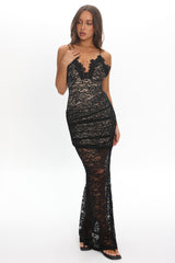 Capri Sunset Lace Overlay Maxi Dress Black