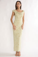 Evermore Cowl Neck Maxi Dress Floral Sage