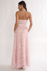 Lucerne Cowl Halter Maxi Dress Embellished Pink