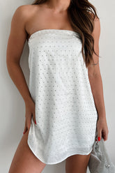 Fabulous Destiny Strapless Rhinestone Mini Dress (Off White)