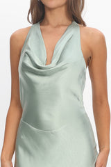 Element Tied Halter Maxi Dress Sage