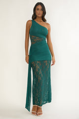 Luli Waist Sash Halter Maxi Dress Lace Teal