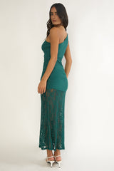 Luli Waist Sash Halter Maxi Dress Lace Teal
