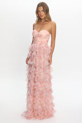 Marisyn Tiered Frill Maxi Dress Floral Blush