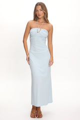 Letisha Textured Halter Maxi Dress Ocean