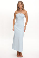 Letisha Textured Halter Maxi Dress Ocean