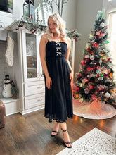 Giana Black Sparkle Bow Midi Dress