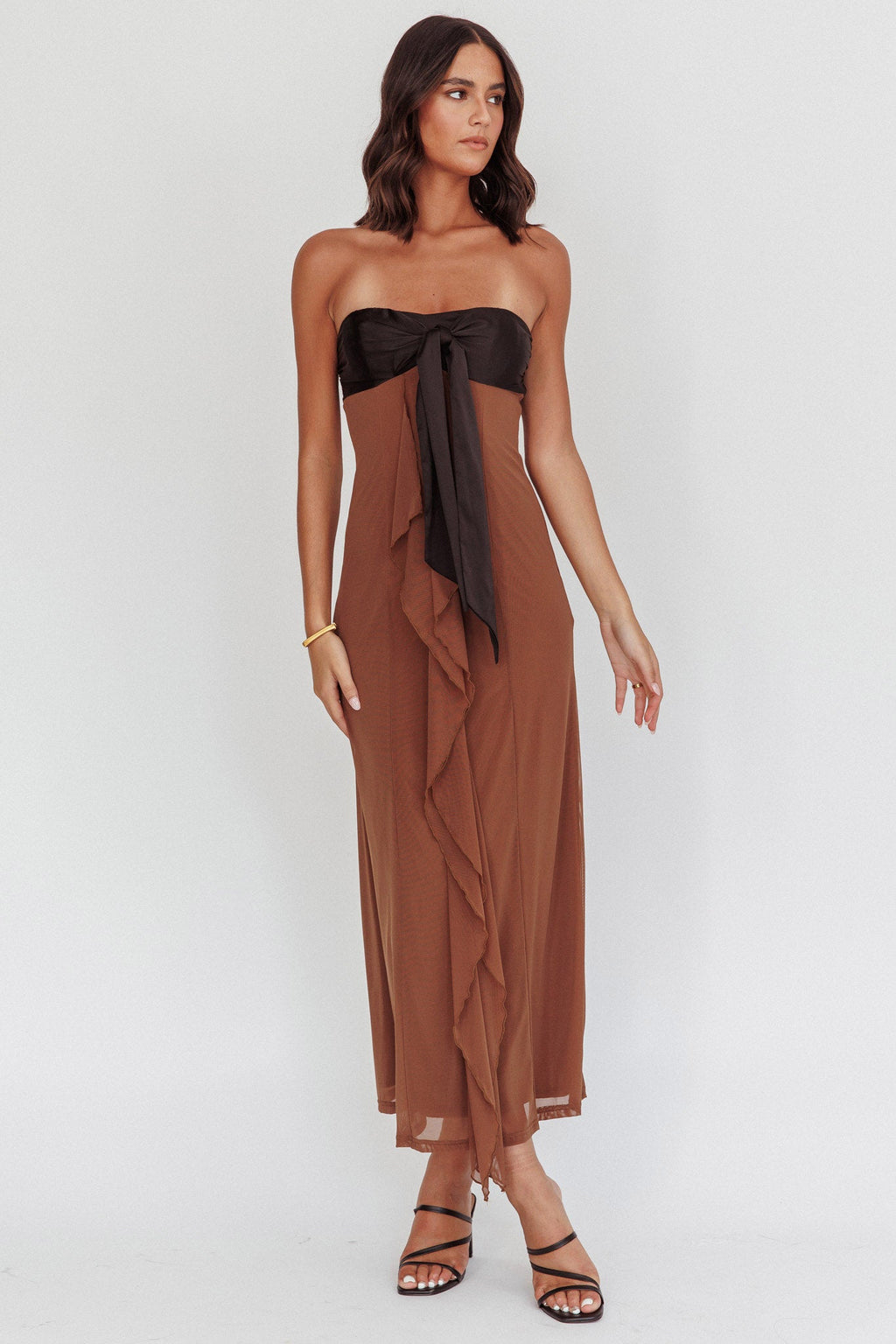 Keep Her Wild Strapless Tied Bust Dress Cedar