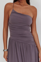 Destination One-Shoulder Maxi Dress Taupe