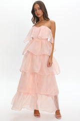 Behati Tiered Layer Midi Dress Pink