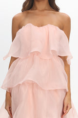 Behati Tiered Layer Midi Dress Pink