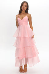 Made For You Tiered Ruffle Midi Dress Pink