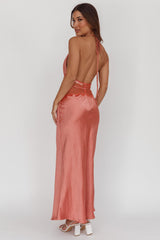Tarly Lace Waist Halter Maxi Dress Rose