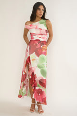 Moonlit Magic Asymmetric Neckline Maxi Dress Floral