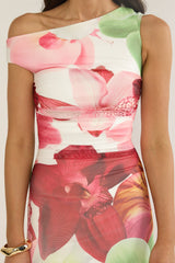 Moonlit Magic Asymmetric Neckline Maxi Dress Floral