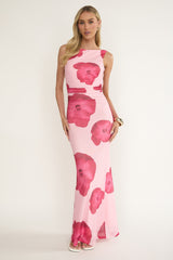Helsi Low Back Maxi Dress Floral Pink