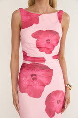 Helsi Low Back Maxi Dress Floral Pink