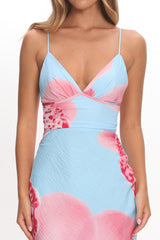 Floating Strappy Low Back Maxi Dress Orchid Blue