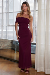 Gala One-Shoulder Maxi Dress Wine