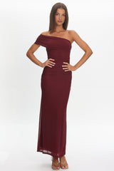 Gala One-Shoulder Maxi Dress Wine
