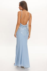 Meranda V-Neck Maxi Dress Sequin Blue