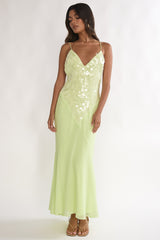 Meranda V-Neck Maxi Dress Sequin Yellow