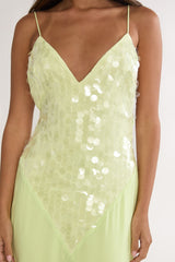 Meranda V-Neck Maxi Dress Sequin Yellow