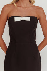 Cocktail Party Strapless Bow Bust Maxi Dress Black