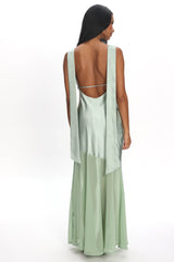 Second Glances Cowl Neck Backless Maxi Dress Sage