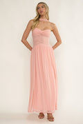 Annita Sheer Waist Maxi Dress Blush